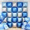 Blue Silver Square Foil Balloon Wall,25Pcs Double Sided Balloon Backdrop Helium Mylar Balloon Tunnel Arch Garland Kit for Birthday Bridal Anniversary Baby Shower Party Decorations
